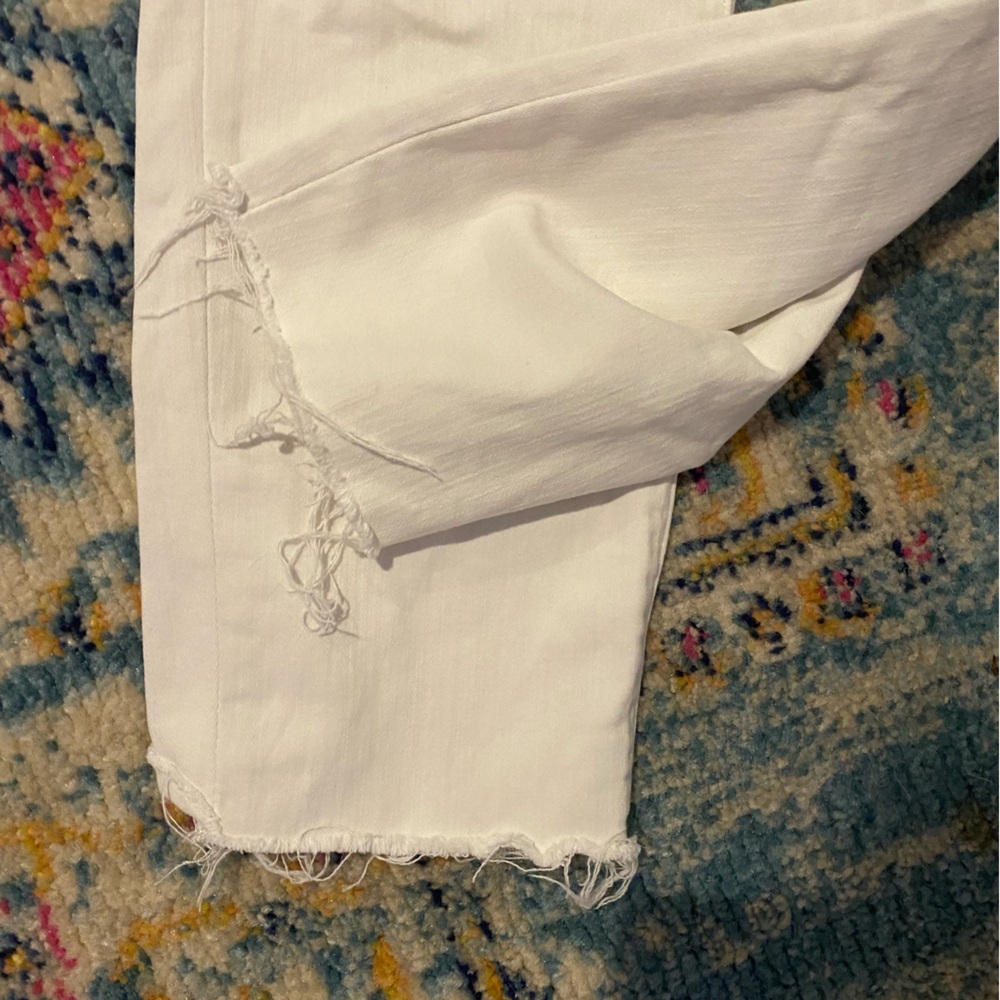 J. Crew Factory High Rise Vintage Straight Fray Ankle White Jeans - Picture 3 of 5